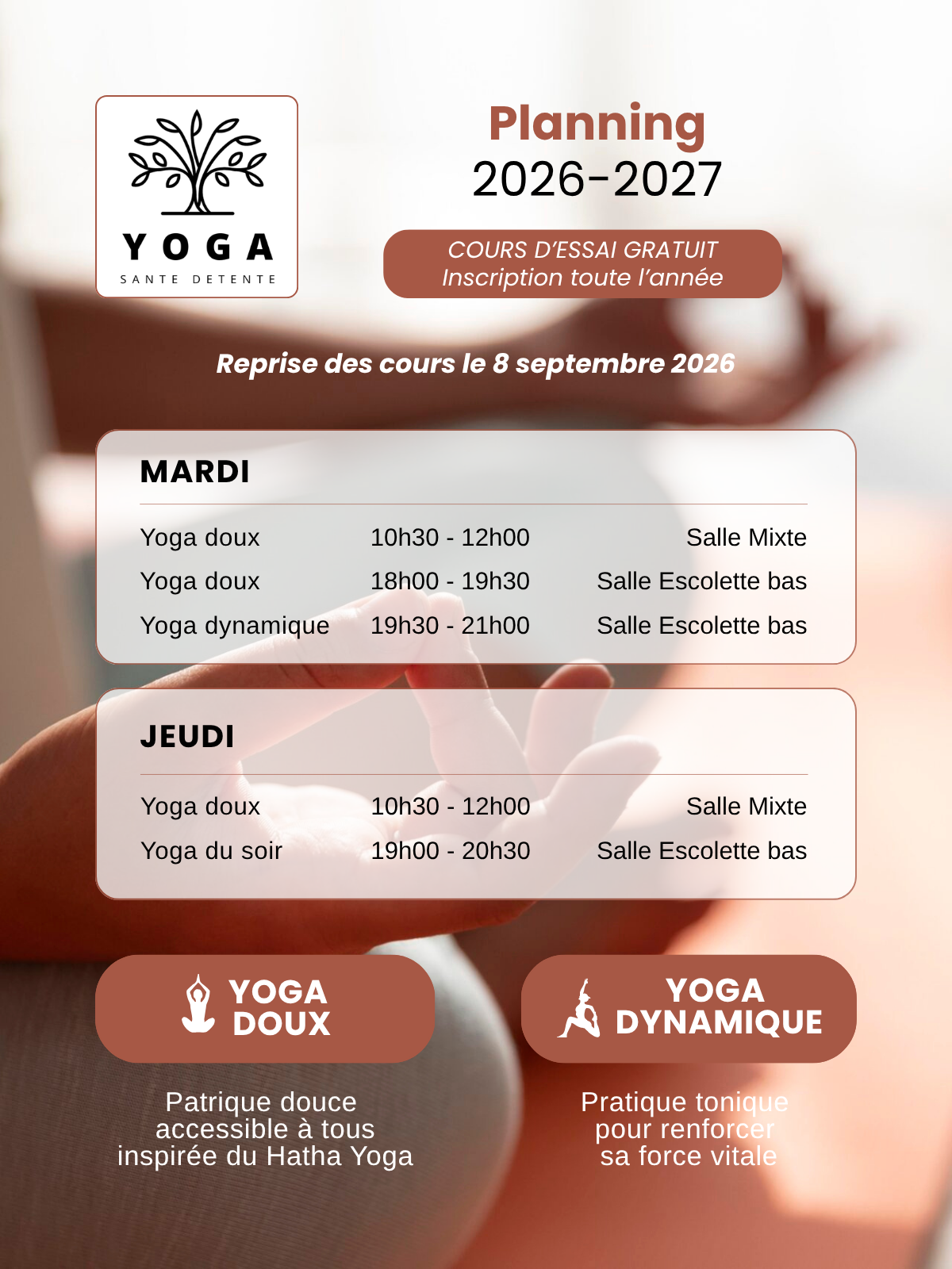 planning des cours